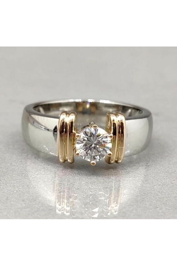 Solitaire 1CT Round Cut Lab-Created Diamond Women's Engagement Ring 14K White Gold Plated
