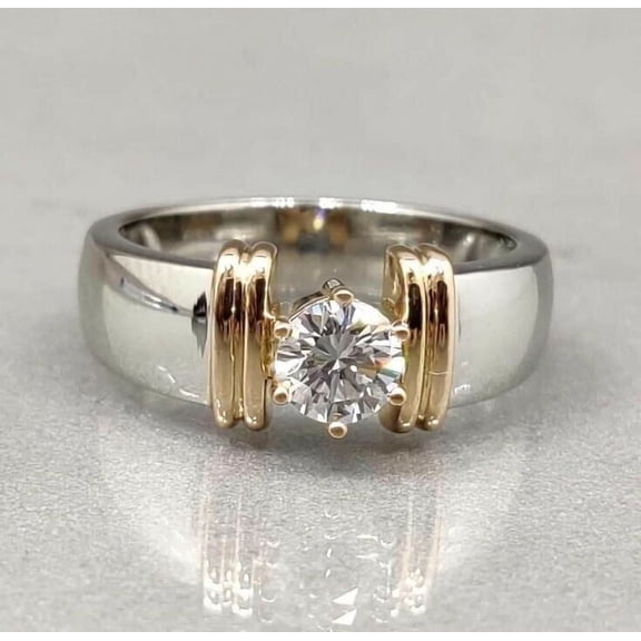 Solitaire 1CT Round Cut Lab-Created Diamond Women's Engagement Ring 14K White Gold Plated