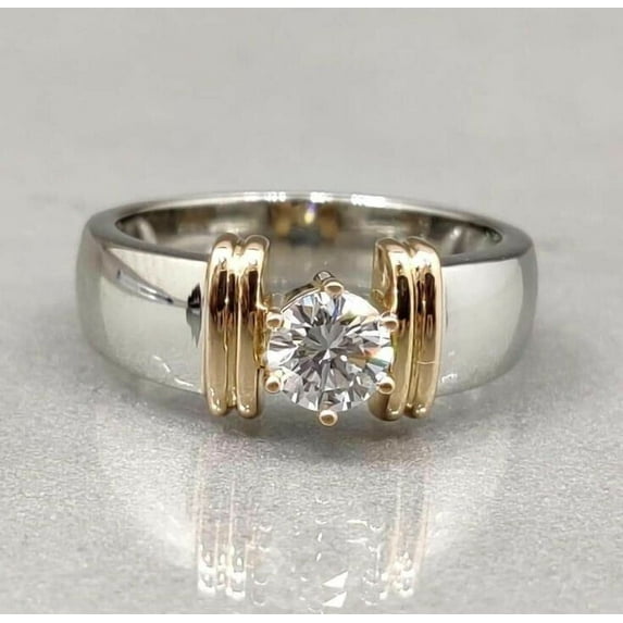 Solitaire 1CT Round Cut Lab-Created Diamond Women's Engagement Ring 14K White Gold Plated