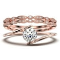 thumbnail image 1 of Solitaire 2 Carat Round Cut Diamond Moissanite Unique Engagement Ring, Two Matching Band Wedding Ring in 925 Sterling Silver With 18k Rose Gold Plating Band, Gift For Her, Promise, Anniversary Ring, 1 of 4