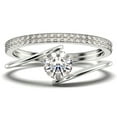 thumbnail image 1 of Solitaire 2 Carat Round Cut Diamond Moissanite Unique Engagement Ring, Two Matching Band Wedding Ring in 925 Sterling Silver With 18k White Gold Plating Band, Gift For Her, Promise, Anniversary Ring, 1 of 4