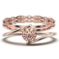 thumbnail image 1 of Solitaire 2 Carat Round Cut Morganite Unique Engagement Ring, Classic Wedding Ring, Two Matching Band in 10k Solid Rose Gold Band, Gift For Her, Promise Ring, Anniversary Ring, Trio Ring Set, 1 of 4