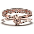 thumbnail image 1 of Solitaire 2 Carat Round Cut Morganite Unique Engagement Ring, Classic Wedding Ring, Two Matching Band in 10k Solid Rose Gold Band, Gift For Her, Promise Ring, Anniversary Ring, Trio Ring Set, 1 of 4