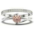 thumbnail image 1 of Solitaire 2 Carat Round Cut Morganite Unique Engagement Ring, Two Matching Band Wedding Ring In 10K Solid White Gold Band, Gift For Her, Promise Ring, Anniversary Ring, Trio Ring Set, 1 of 4