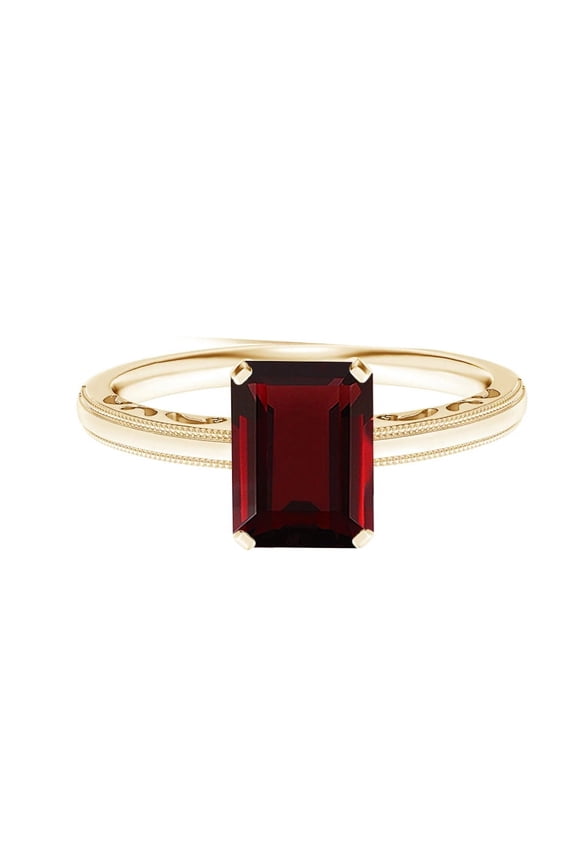 Solitaire 2 Ctw Octagon Garnet Gemstone 925 Sterling Silver Women Wedding Ring