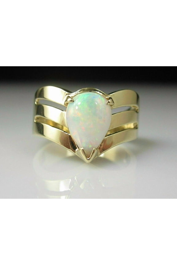 Solitaire 2Ct Pear Cut Simulated Fire Opal 14k Yellow Gold Plated Women's Bridal Engagement Ring 925 Silver