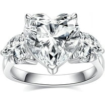 Solitaire 3 CT Engagement Ring Brilliant Heart Cut Diamond Ring Plated White Gold Anniversary Gift
