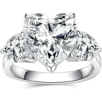 Solitaire 3 CT Engagement Ring Brilliant Heart Cut Diamond Ring Plated White Gold Anniversary Gift