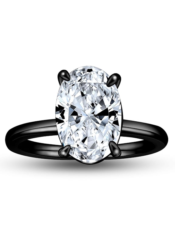 Solitaire 3 Ct Oval Engagement Ring for Women Sterling Silver CZ Ginger Lyne Collection