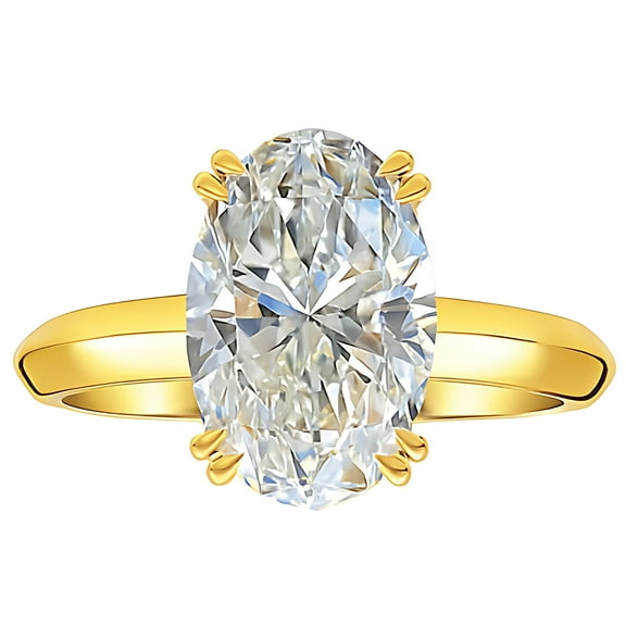 Solitaire 3Ct Oval Cut Engagement Ring for Women 14kt Gold Plated Sterling Silver 8A CZ Ginger Lyne Collection