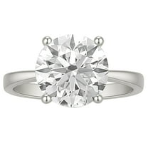Solitaire 4Ct Round Cut Engagement Ring for Women Sterling Silver 8A CZ Ginger Lyne Collection - 9,Silver