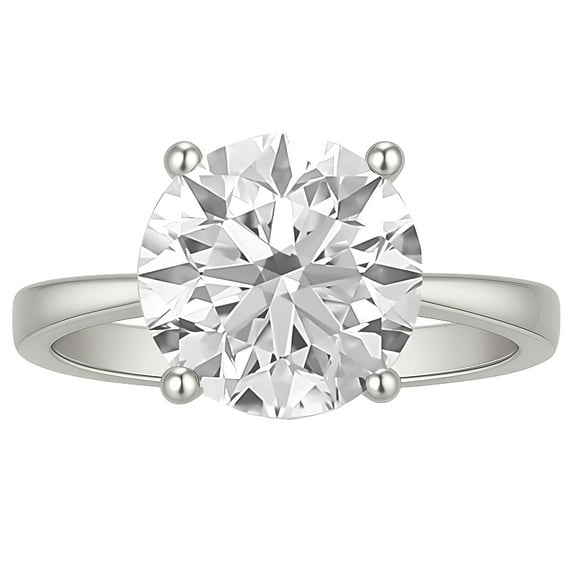 Solitaire 4Ct Round Cut Engagement Ring for Women Sterling Silver 8A CZ Ginger Lyne Collection - 9,Silver