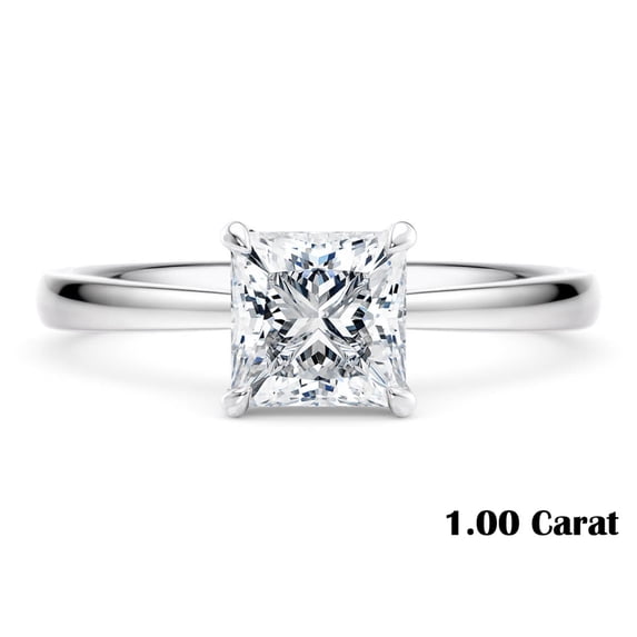 Silver Pickup Rings Solitaire 925 Sterling Silver 1.00 CT IGI Certified Princess Cut Lab ...