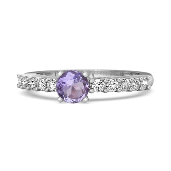 Mooneye Solitaire Accents 0.10 Ct Amethyst 925 Sterling Silver Bridal Women Valentines Day Gift Ring