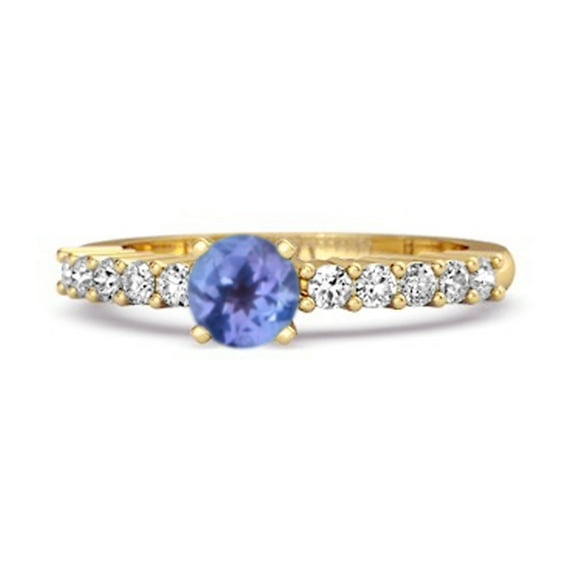 Solitaire Accents 0.10 Ctw Tanzanite 925 Sterling Silver Gold Vermeil Bridal Valentines Day Gifts Ring