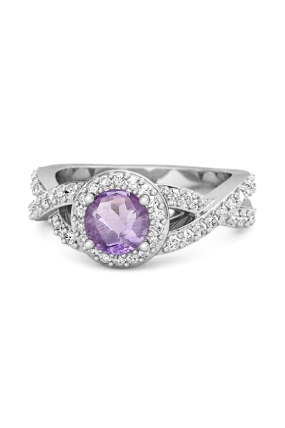 Solitaire Accents 3.37 Ct Amethyst 925 Sterling Silver Infinity Women Wedding Ring