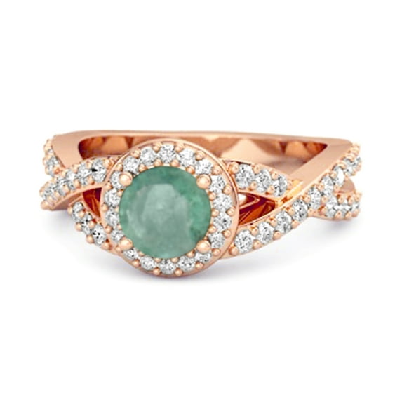 Mooneye Solitaire 3.37 Ct Emerald 925 Sterling Silver Rose Vermeil Infinity Women Wedding Ring