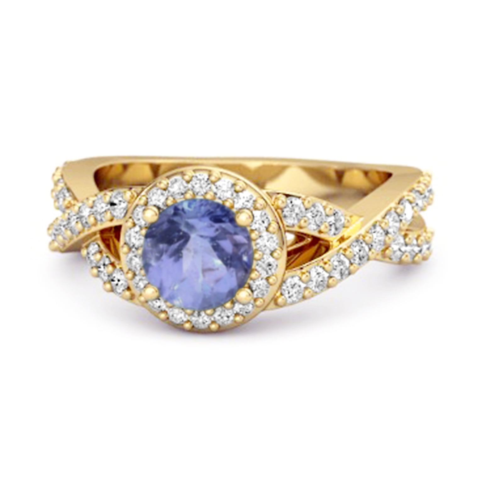 Solitaire Accents 3.37 Ct Tanzanite 925 Sterling Silver Gold  Tanzanite and gold vermeil (925 stamped) cocktail ring, size 8 main image 0