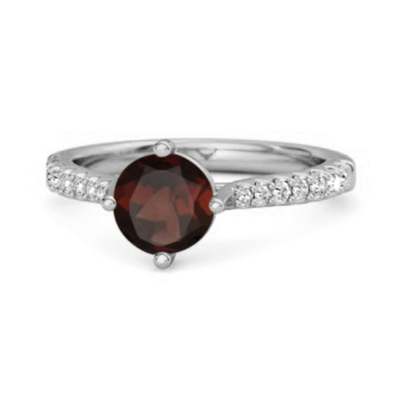 Solitaire Accents 925 Sterling Silver 0.25 Ctw Garnet Princess Women Valentines Day Gifts Ring