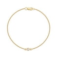 thumbnail image 1 of Solitaire Bracelet for Women | 3MM Round Shape Lab Created Moissanite Bezel Set Bridesmaid Bracelets | Cable Link Chain Bracelets In 14K Yellow Gold Over Sterling Silver (0.11Ctw)- 6.5 Inch, 1 of 3