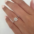thumbnail image 1 of Solitaire Brilliance 1.00CT Emerald Cut Moissanite Solitaire Distance Pave Engagement Ring, Double Prong Annivarsary Ring, 18kWhite Gold, Ring Size 8, 1 of 5