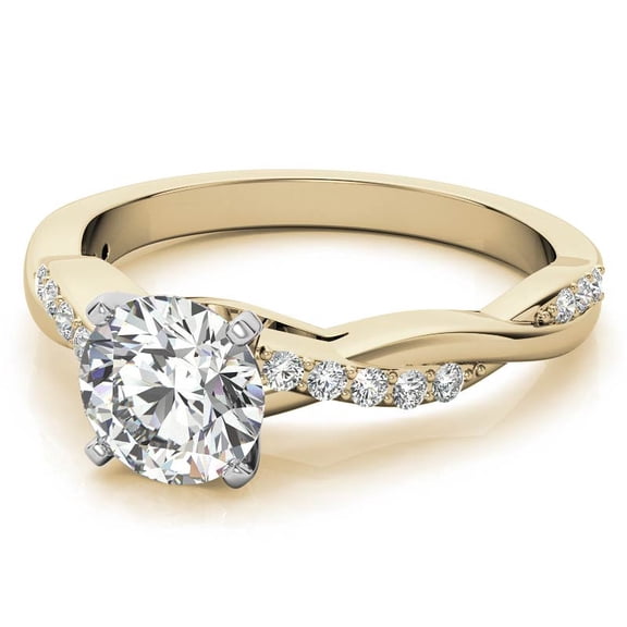 Solitaire Brilliance 1.5CT Round Brilliant Moissanite Twisted Engagement Ring 10K Two Tone Gold, Ring Size 10