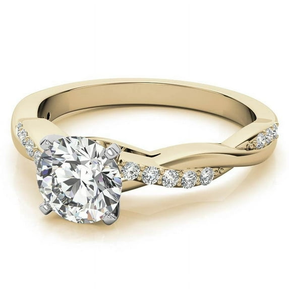 Solitaire Brilliance 1.5CT Round Brilliant Moissanite Twisted Engagement Ring 10K Two Tone Gold, Ring Size 8