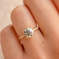 Solitaire Brilliance 1.90Ct Round Moissanite Solitaire Hidden Halo Engagement Ring for Women 10k Yellow Gold Ring Size 4
