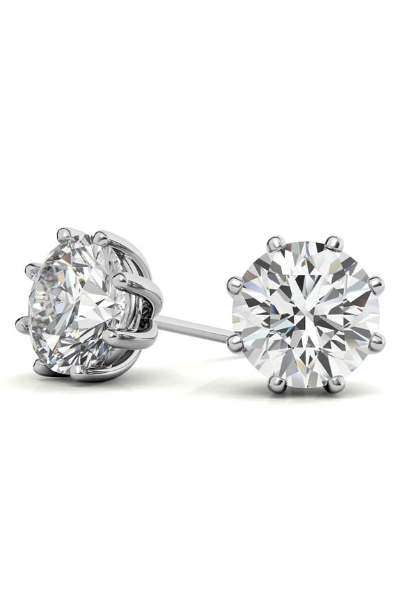 10K Certified Lab Grown Diamond Solitaire Stud Earrings 8 Prong Basket Setting