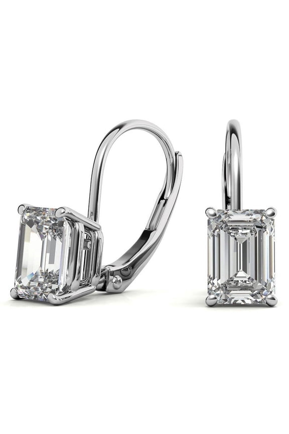 1Ct Emerald Moissanite Diamond Drop Wedding Earrings for Women 10k White Gold