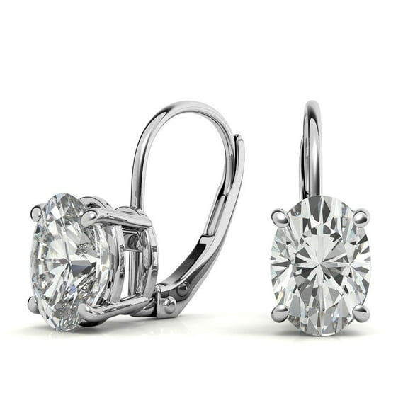 Solitaire Brilliance 1Ct OvalMoissanite Diamond Drop Wedding Earrings for Women 10k White Gold