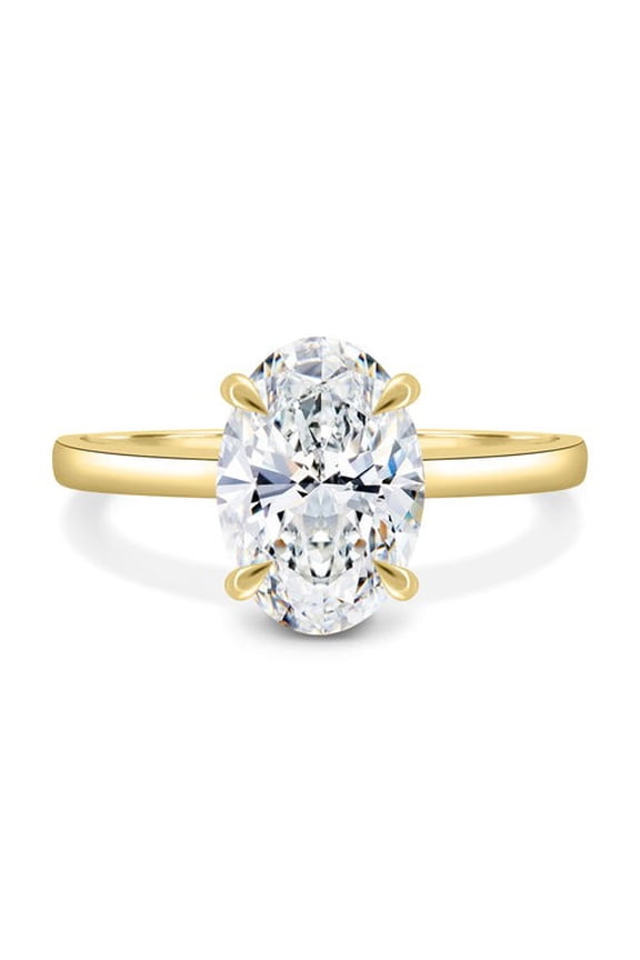 2.00CT Oval Moissanite Solitaire Engagement Hidden Halo Ring for Women 10k Yellow Gold Ring Size 7