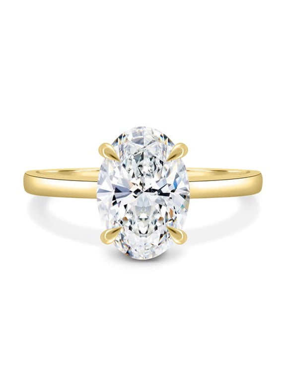 2.00CT Oval Moissanite Solitaire Engagement Hidden Halo Ring for Women 10k Yellow Gold Ring Size 8