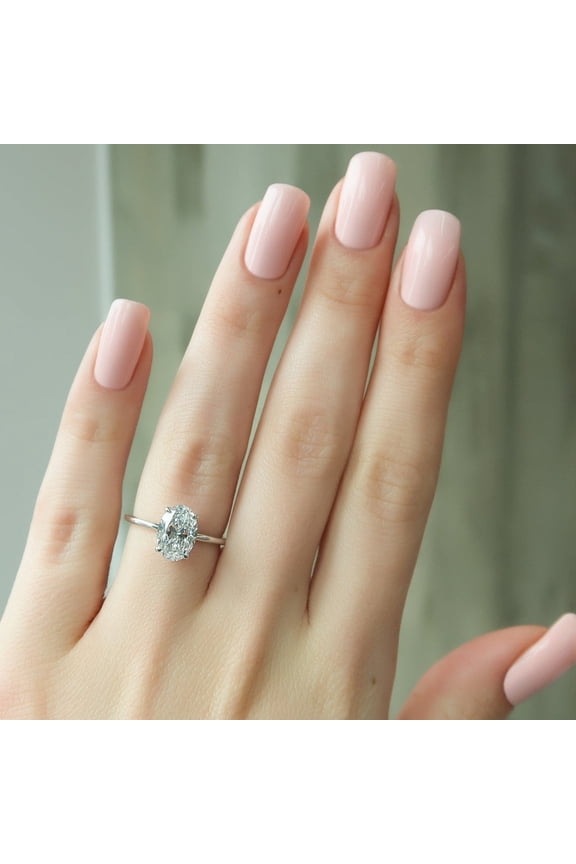 2.00CT Oval Moissanite Solitaire Engagement Ring for Women 10k White Gold, Ring Size 10