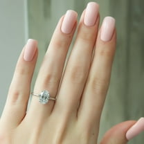 Solitaire Brilliance 2.00CT Oval Moissanite Solitaire Engagement Ring for Women 10k White Gold, Ring Size 4