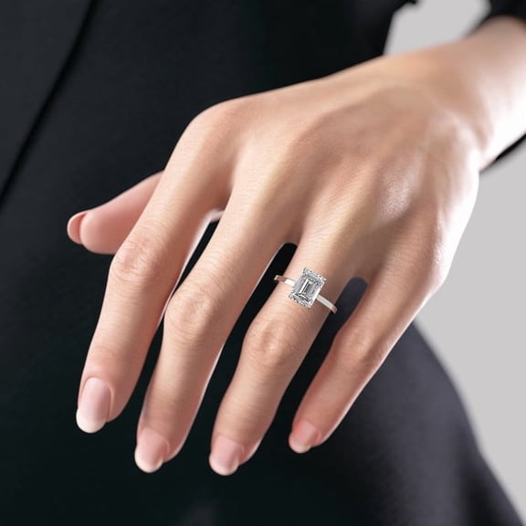 Solitaire Brilliance 2.2Ct Emerald Moissanite Solitaire Engagement Ring for Women 10k White Gold Size 4