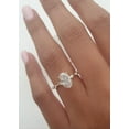 thumbnail image 1 of Solitaire Brilliance 2.50CT Elongated Oval Solitaire Dainty Pave Moissanite Engagement Ring, Distance Pave Ring, Gift Ring, 14kYellow Gold, Ring Size 5.5, 1 of 5