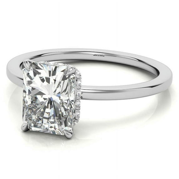 Solitaire Brilliance 2.5CT Radiant Moissanite Engagement Ring for Women 10K White Gold, 5.5 US