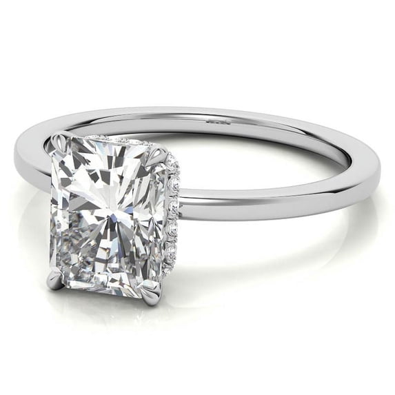 Solitaire Brilliance 2.5CT Radiant Moissanite Engagement Ring for Women 10K White Gold, 7 US