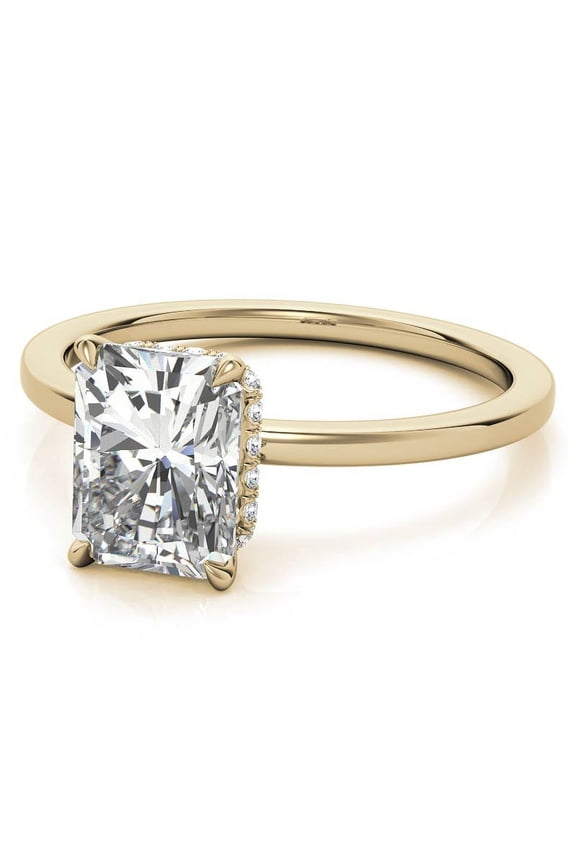 2.5CT Radiant Moissanite Engagement Ring for Women 10K Yellow Gold, 7.5 US