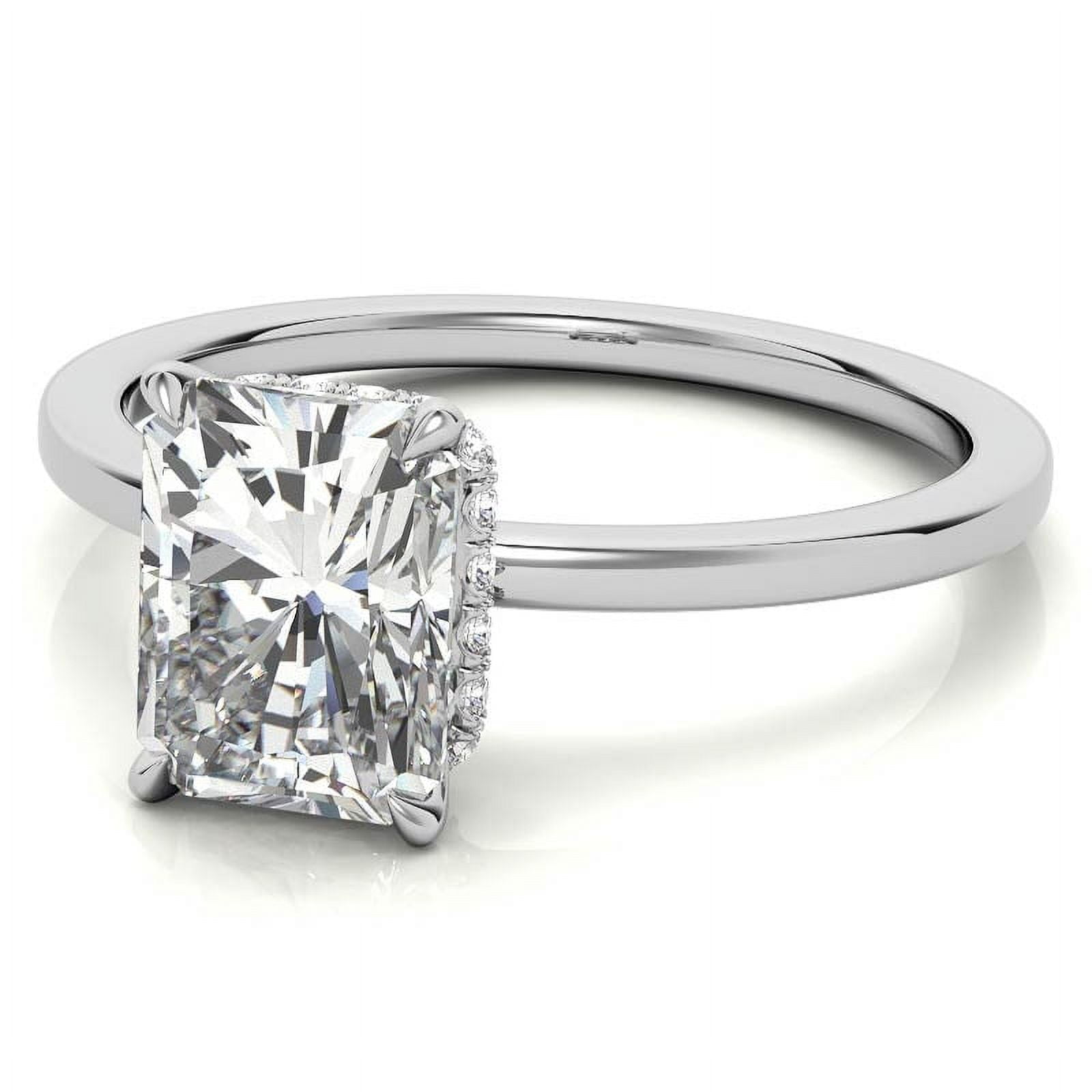 Solitaire Brilliance 2.5CT Radiant Moissanite Engagement Ring for Women 14K White Gold, 8 US