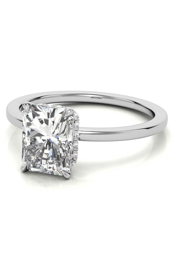 2.5CT Radiant Moissanite Engagement Ring for Women 14K White Gold, 8 US