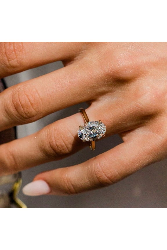 2.8CT Oval Moissanite Diamond Solitaire Engagement Ring for Women 18k Yellow Gold Ring Size 5