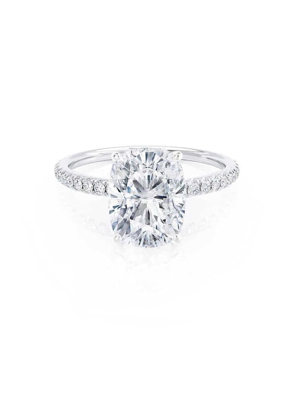 2CT Elongated Cushion Moissanite Pave Engagement Ring for Women 18k White Gold Size 10