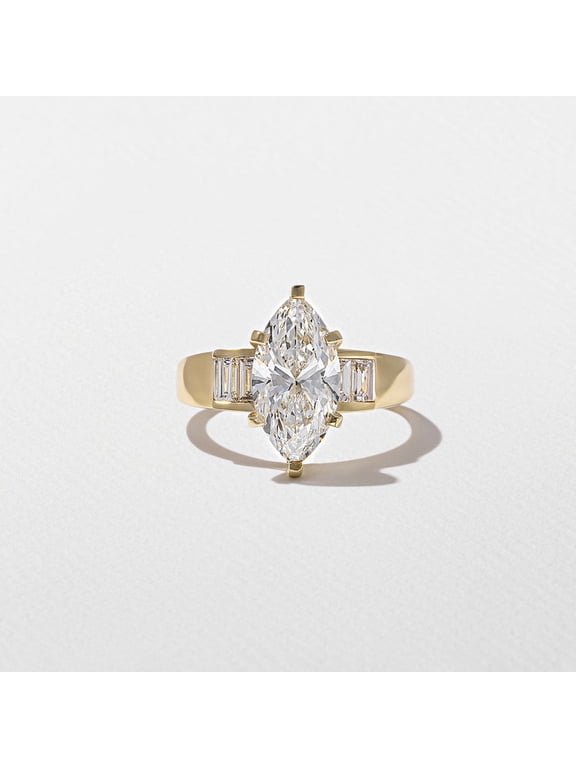 2CT Marquise Lab Diamond Five Stone Engagement Ring for Women 18k Yellow Gold Ring Size 9