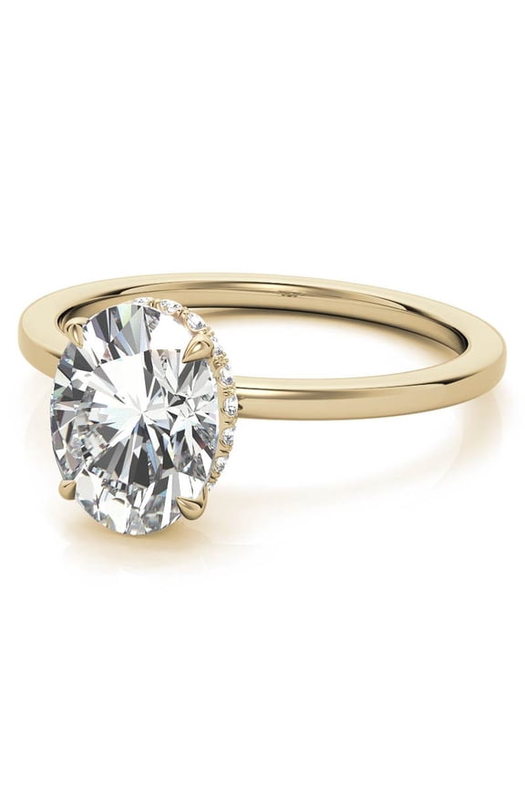 2CT Oval Cut Moissanite Diamond Engagement Solitaire Ring 10K Yellow Gold, Ring Size 10