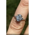 thumbnail image 1 of Solitaire Brilliance 2CT Oval Lab Grown Diamond With Side Pear 3-Stone Engagement Ring 14K White Gold, Ring Size 9, 1 of 5