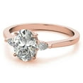 thumbnail image 1 of Solitaire Brilliance 2CT Oval Lab Grown Diamond With Side Pear 3-Stone Engagement Ring 18K Rose Gold, Ring Size 8.5, 1 of 5