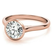 Solitaire Brilliance 2CT Round Cut Lab Grown Diamond Bezel Set Engagement Ring 10K Yellow Gold, Ring Size 8