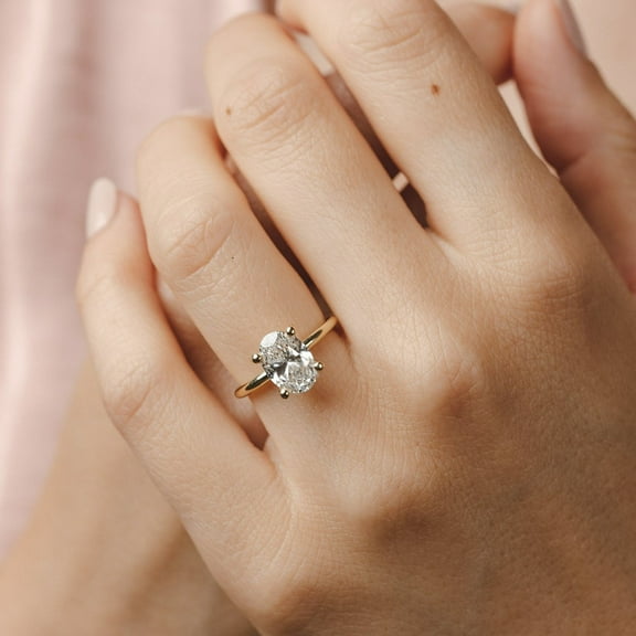 Solitaire Brilliance 2ct Oval Moissanite Engagement Ring for Women 10k Yellow Gold Ring Size 4